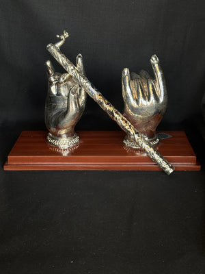 999 Pure Silver Foil Krishna Flute Hands
