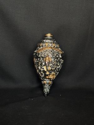 999 Pure Silver Foil Ganesha Shankh - A Symbol of Divine Blessings & Prosperity