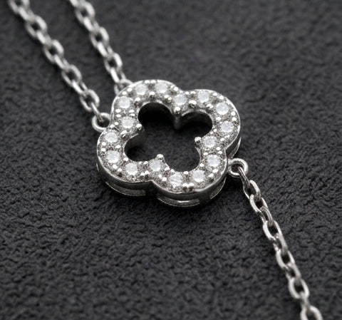 Floral Radiance Sterling Silver Ladies Kada Bracelet