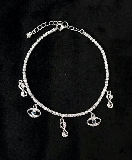 Celestial Infinity Charm Sterling Silver Tennis Bracelet