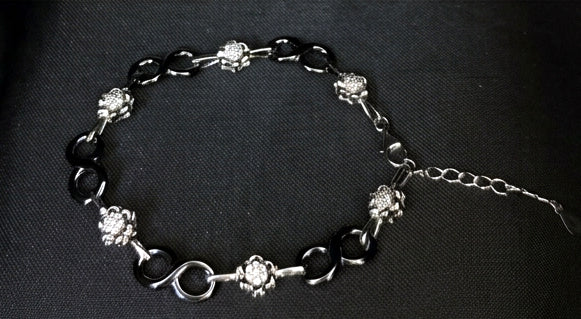 Midnight Infinity Sterling Silver Ladies Charm Bracelet