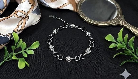 Midnight Infinity Sterling Silver Ladies Charm Bracelet