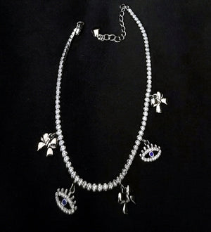 Divine Eye & Bow Sterling Silver Charm Tennis Bracelet