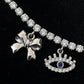 Divine Eye & Bow Sterling Silver Charm Tennis Bracelet