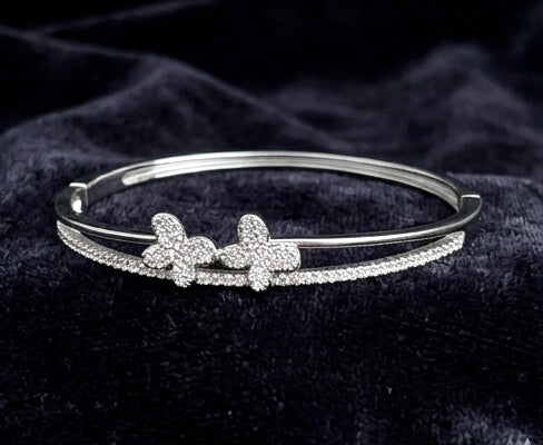 Celestial Butterfly Sterling Silver Ladies Kada Bracelet