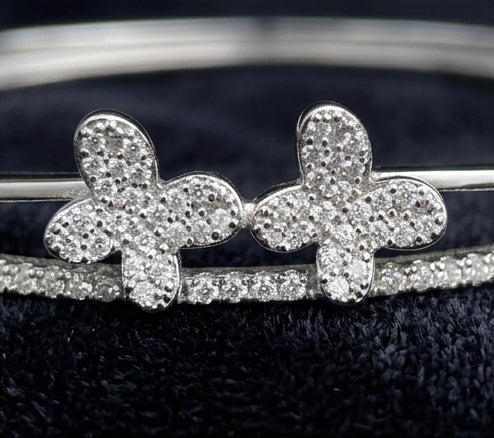Celestial Butterfly Sterling Silver Ladies Kada Bracelet