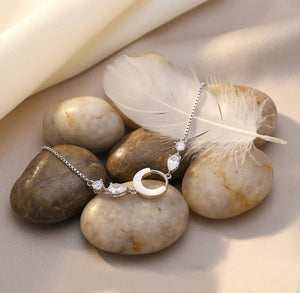 Celestial Pearl Crescent Sterling Silver Bracelet
