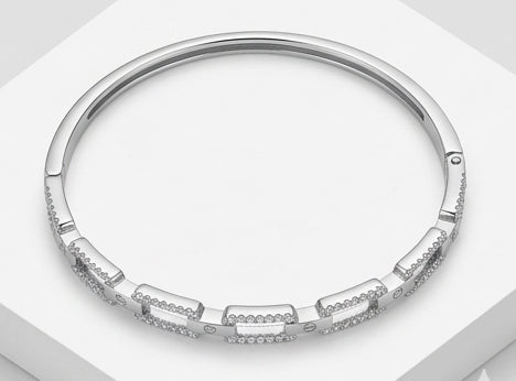 Sparkling Pavé Link Sterling Silver Ladies Bracelet