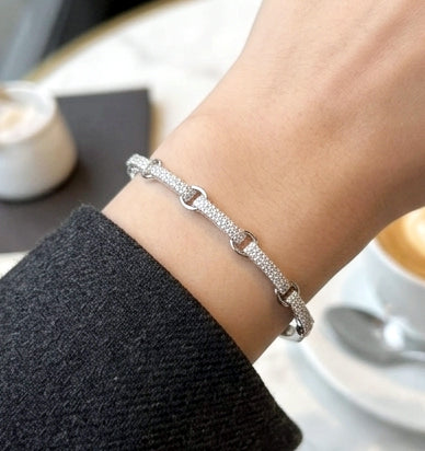 Eternal Interlocking Heart Sterling Silver Ladies Kada