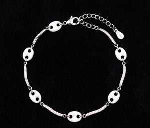 Infinity Porcelain & Pavé Sterling Silver Ladies Bracelet