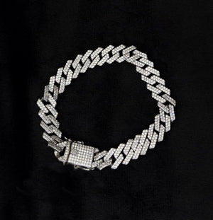 Royal Iced-Out Cuban Link 925 Sterling Silver Gents Bracelet