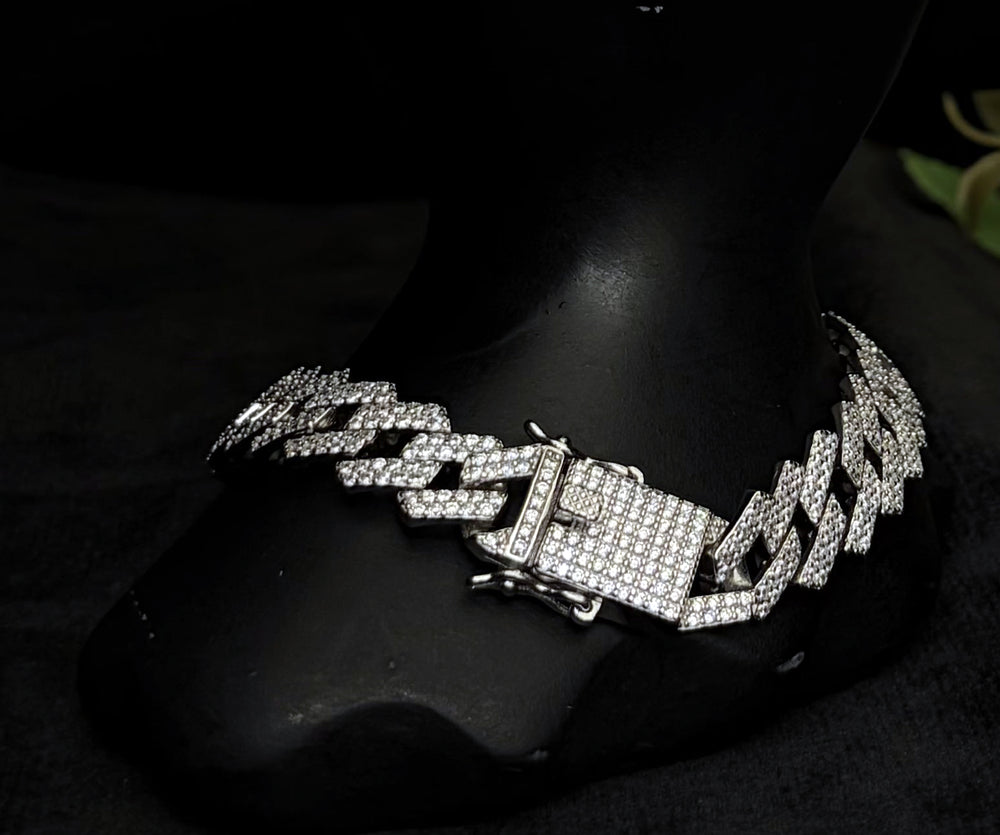 Royal Iced-Out Cuban Link 925 Sterling Silver Gents Bracelet