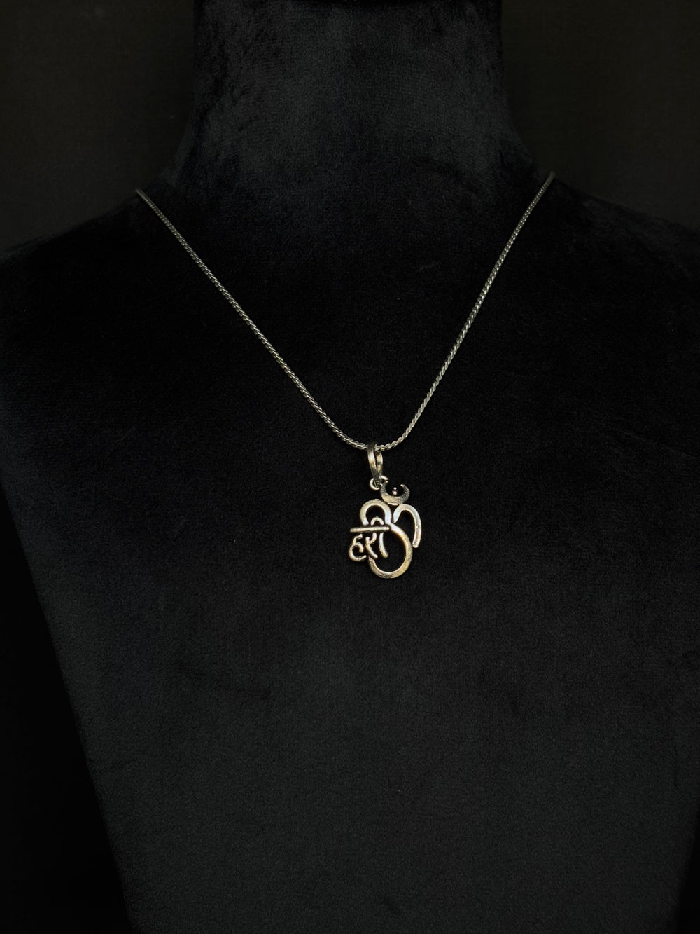 92.5 Sterling Silver Om with Flute Pendant - Spiritual Jewelry (Without Chain)