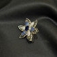 92.5 sterling silver exquisite floral brooch with Blue Stone, crafted in 92.5 sterling silver