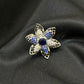 92.5 sterling silver exquisite floral brooch with Blue Stone, crafted in 92.5 sterling silver