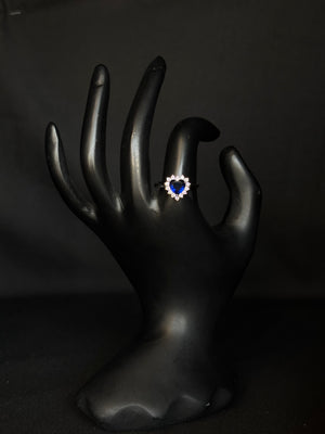 92.5 Sterling Silver Blue Sapphire CZ Ring