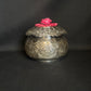 92.5 Sterling Silver Round Trinket Box with Rose Detail - Hand-Engraved