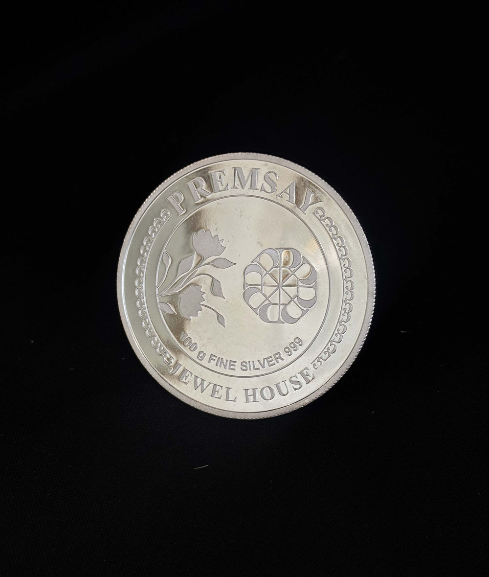 100g Round 999 Pure Silver Geaorge King Empire Silver Coin from Premsay Jewellers