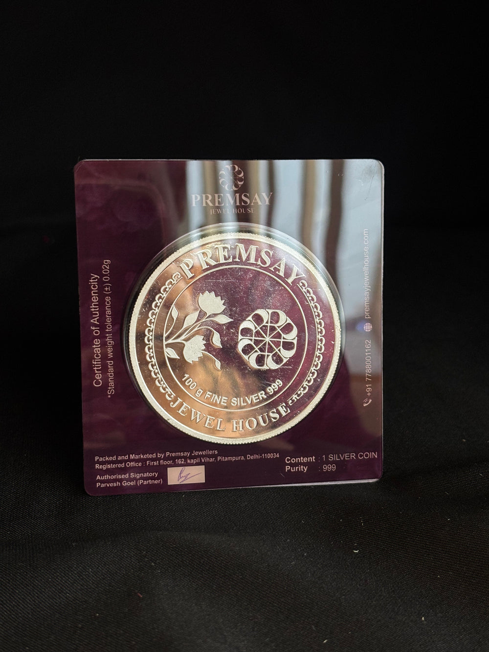 100g Round 999 Pure Silver Geaorge King Empire Silver Coin from Premsay Jewellers