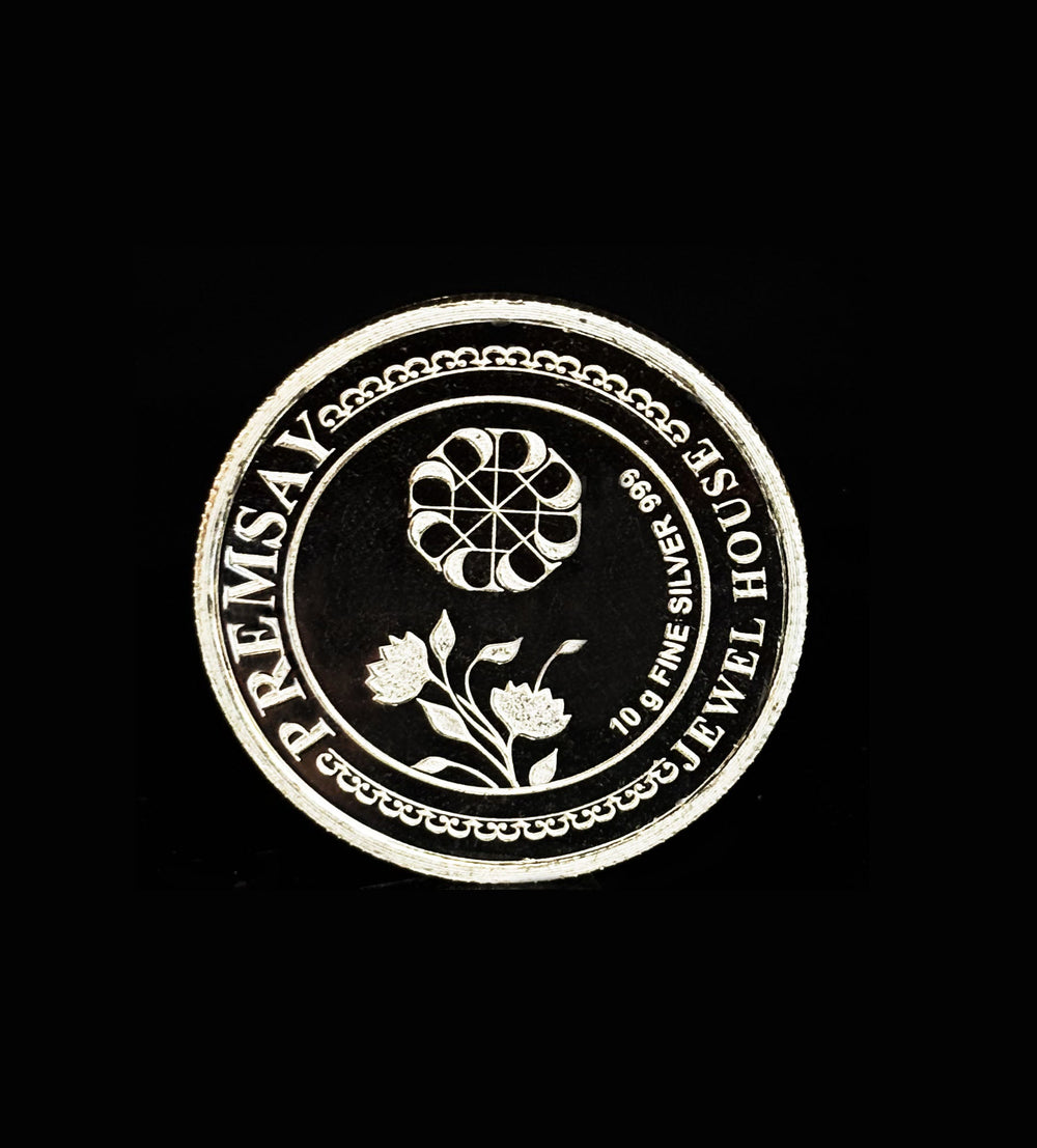 10g Round 999 Pure Silver laxmi Ganesh Silver Coin from Premsay Jewellers