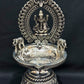 Silver Laxmi Idol Diva/ Deepak with Antique Finish