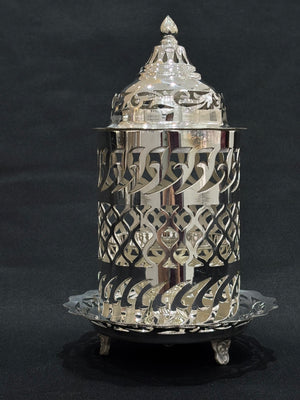 Silver Akhand Jyot Deepak with Jali Design high Polish