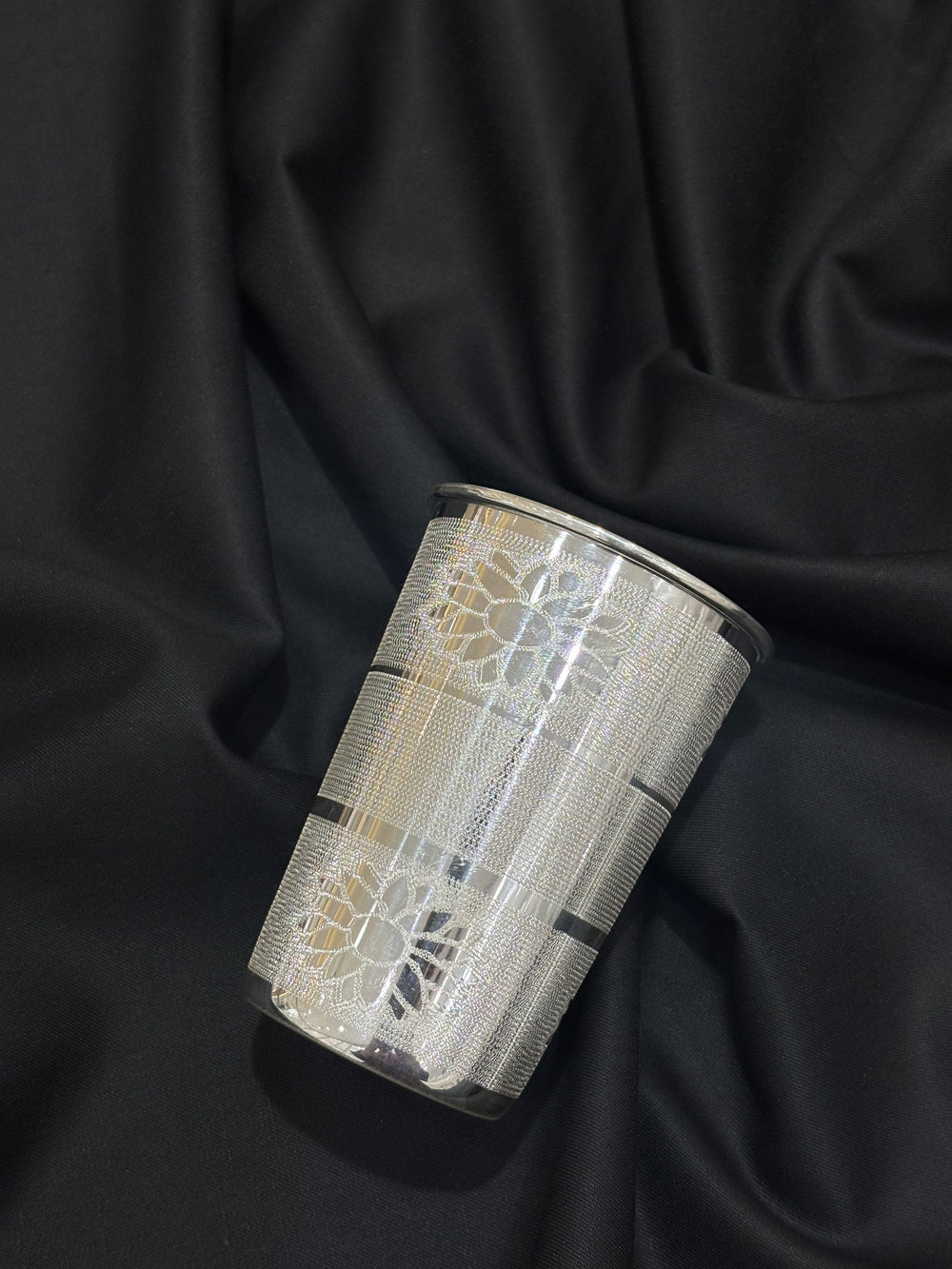 925 sterling silver Glass with intricate floral engravings