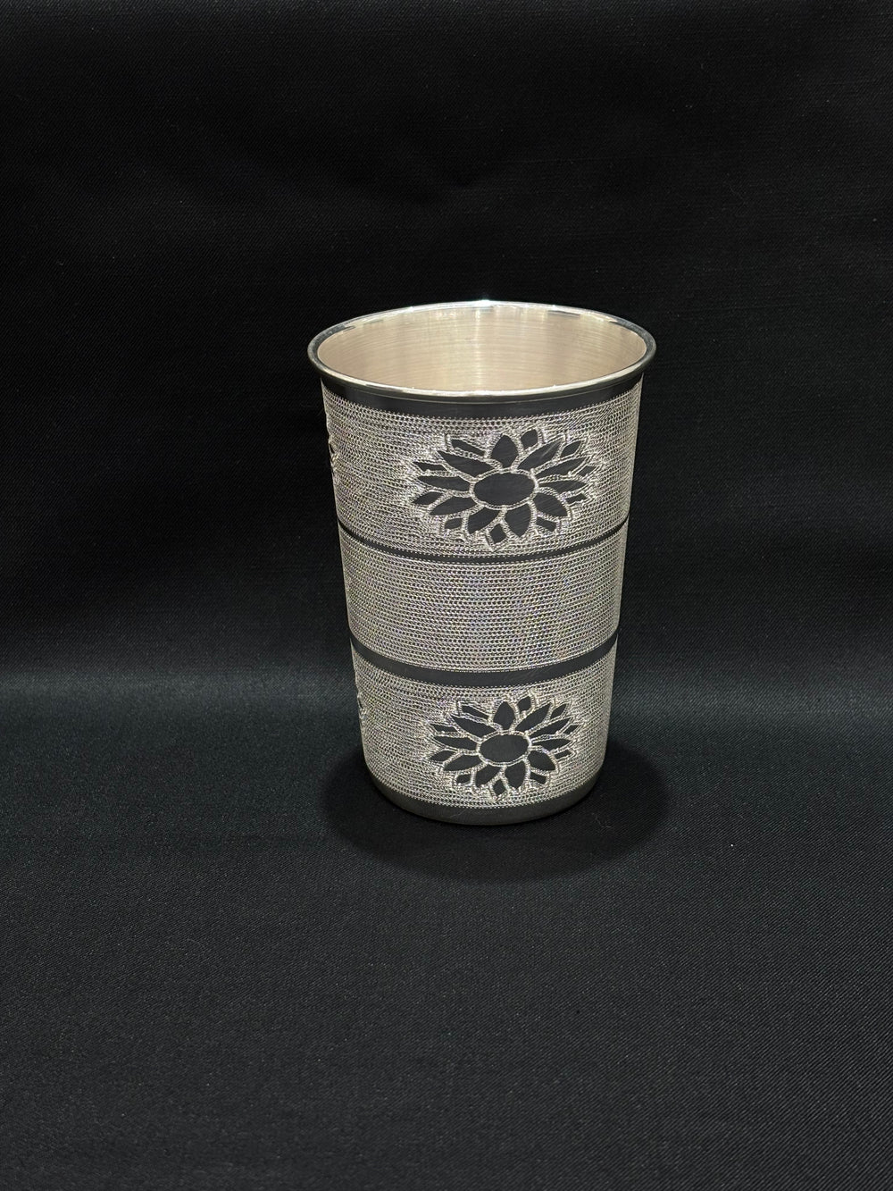 925 sterling silver Glass with intricate floral engravings