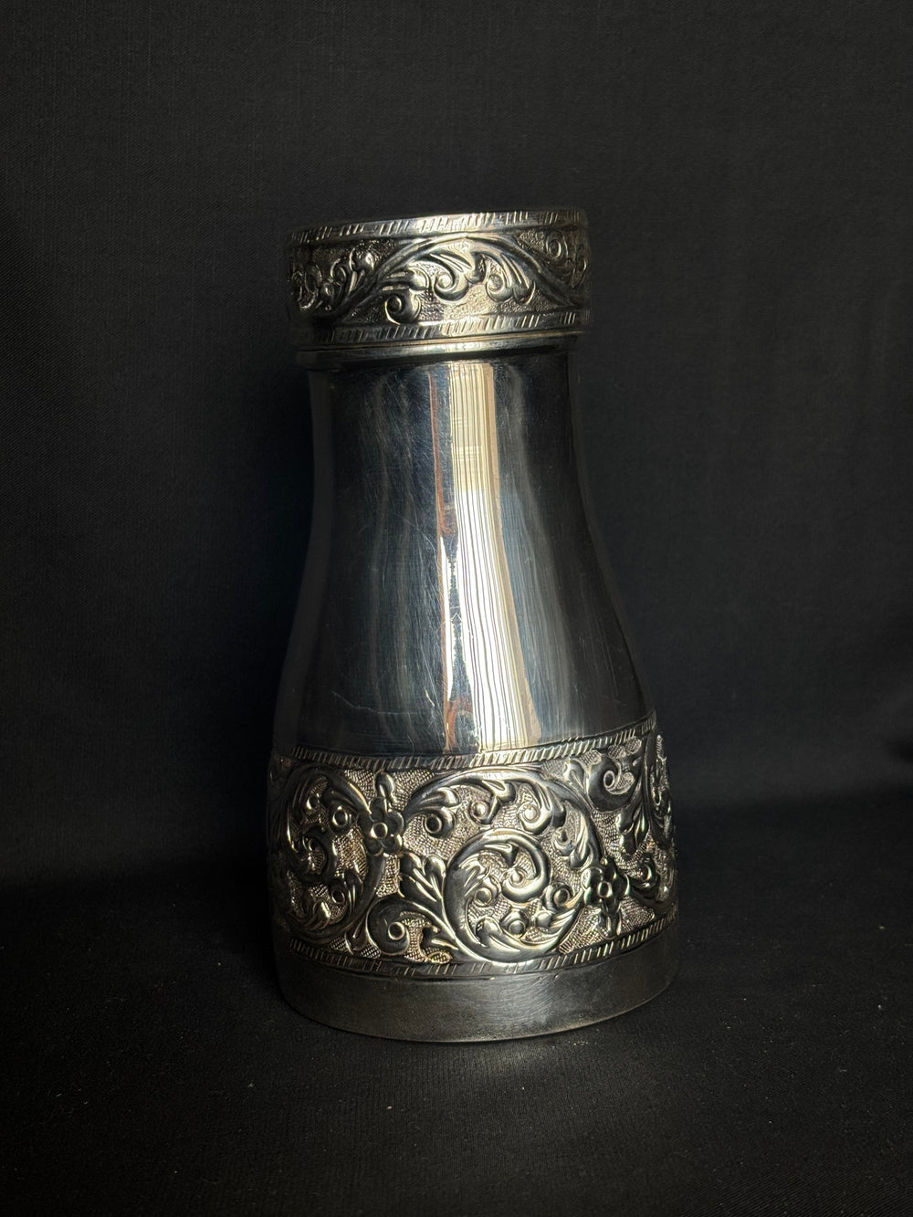 Silver Embossed Water Jug and Glass Set