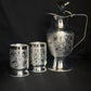 92.5 Sterling Silver Water Jug & Glass Set - Handcrafted Floral Design