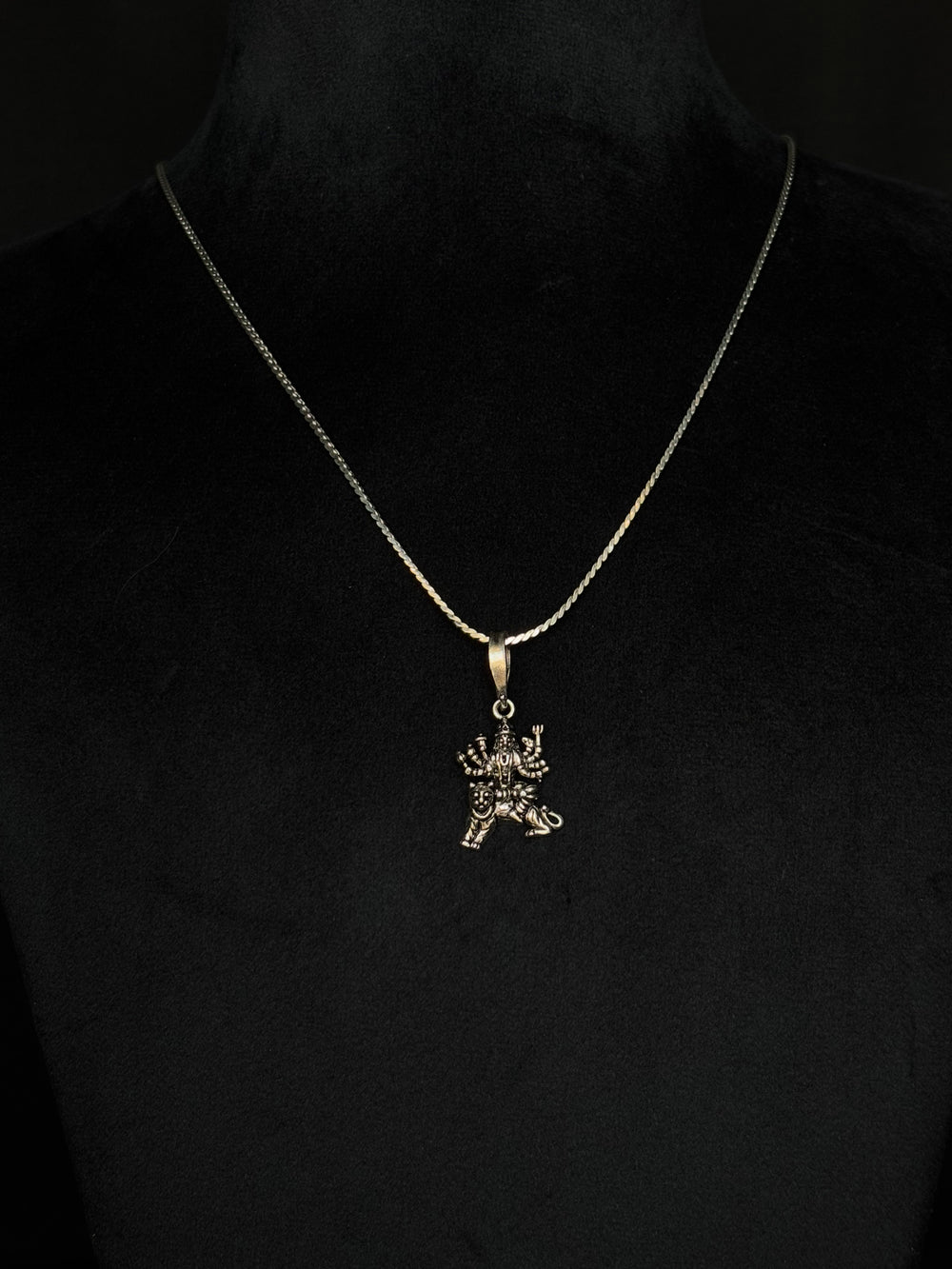 92.5 Sterling Silver Durga Pendant - Spiritual Jewelry (Without Chain)