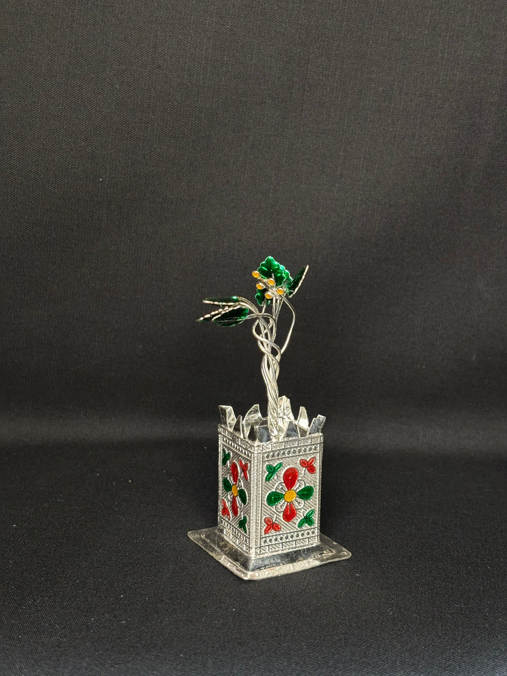 92.5 Sterling Silver Tulsi Vrindavan with Enamel Work