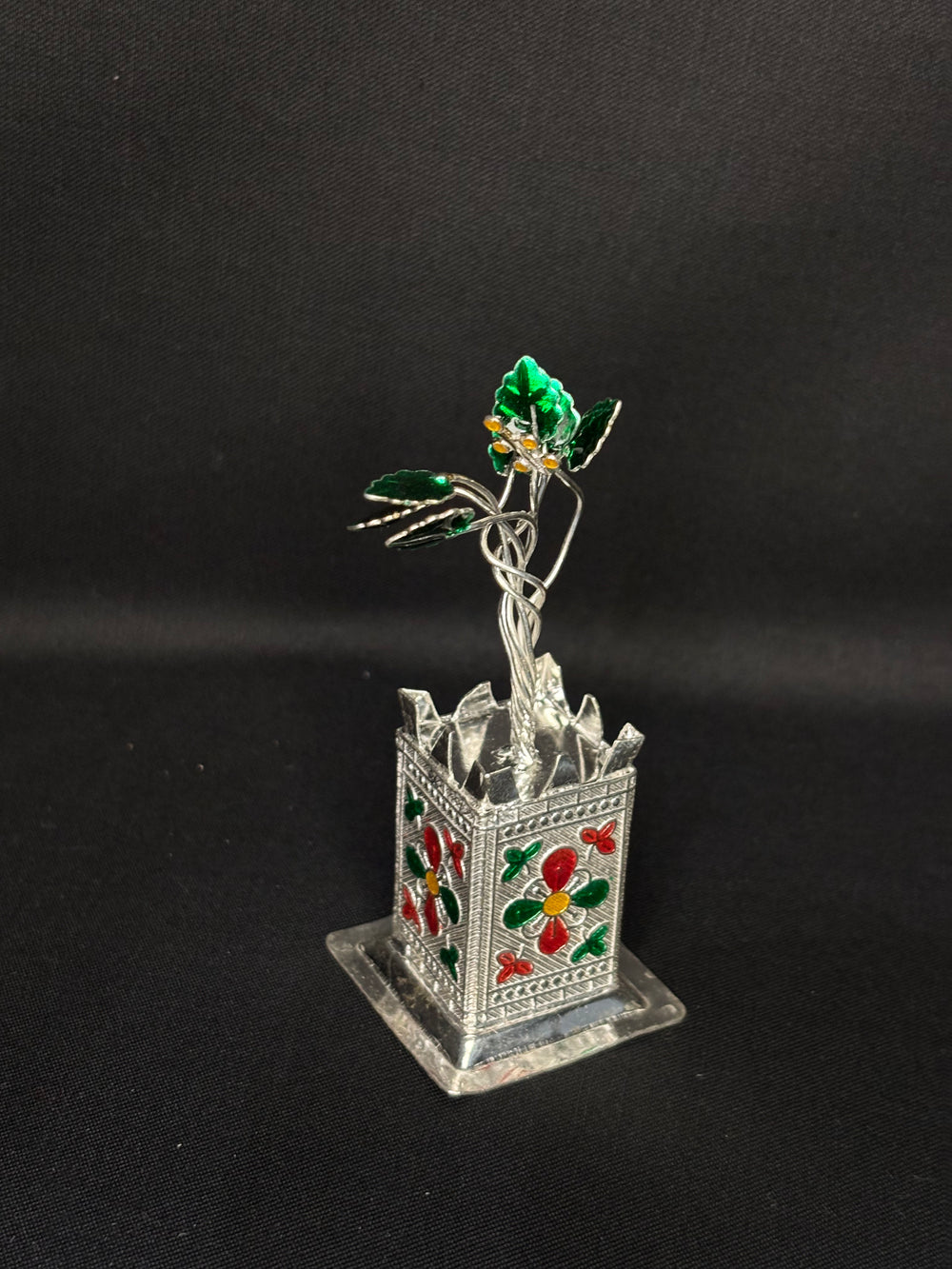 92.5 Sterling Silver Tulsi Vrindavan with Enamel Work