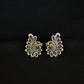 92.5 Sterling Silver Peacock Stud Earrings with Yellow Stone Accents - Traditional Indian Jewelry