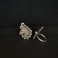 92.5 Sterling Silver Peacock Stud Earrings with Yellow Stone Accents - Traditional Indian Jewelry